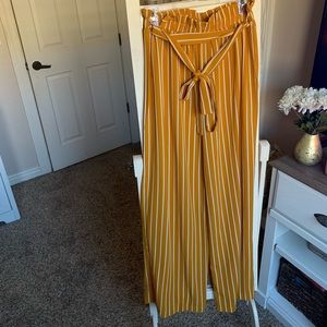 Yellow Striped Flowy Pants
